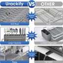 Urackify Stainless Steel Dish Drying Rack - Large Capacity Kitchen Counter Organizer with Drain Board, Utensil Holder & Detachable Cup Shelf, 304 Surgical-Grade Rust-Proof Dish Drainer, Easy Assembly