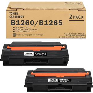 B1260 B1265 High Yield Toner Cartridge Replacement for 331-7328 RWXNT DRYXV G9W85 B126X Toner Compatible with Dell B1260dn B1260 B1265dn B1265dnf B1265dfw Laser Printer (Black, 2-Pack)