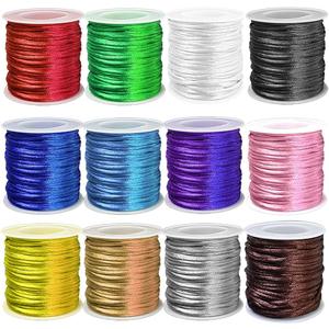 Ewpart 12 Rolls 2mm Nylon Cord for Bracelets Making Nylon String for Bracelet, Jewelry Making, Rattail Satin Cord for Kumihimo,Beading,Lanyard,Necklace, Keychain, Macrame,Braiding Silk Silky Cord
