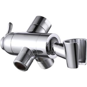Shower Arm Diverter with Handshower Mount, G1/2 Brass Shower Diverter Valve Bathroom Universal Shower System Replacement for Handheld Shower and Fixed Shower Head(Polished Chrome)
