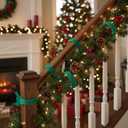 Yinder 50 Pcs Christmas Elk Garland Ties for Banister Adjustable Banister Garland Ties Green Holiday Cable Straps 12" Nylon Stocking Holders for Christmas Tree Wreath Stairways Railings Decoration