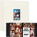 Photo Album 4x6 1000 Pockets, Extra Large Capacity Linen Cover with Front Window 4 x 6 Picture Album Holds 1000 Horizontal and Vertical Photos, Acid-free Pages 4x6 Wedding Family Photo Album (Beige)