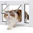Full-Size Cat Door for Window Weatherproof,Fits 24"-28" Width Windows,Quick Install with No Damage,4 Locking Mechanisms,Magnetic Closure Cat Window Door,Aluminum Frame Pet Door for Window, 23-28 inches
