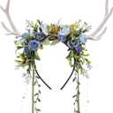 Amazon.com: MOSTORY Fairy Flower Antler Headpiece - Floral Reindeer Headband for Renaissance Accessories Women, White Woodland Deer Antlers Hairband with Vine for Forest Costume Cosplay Fantasy Aesthetic : Beauty & Personal Care (White-blue)