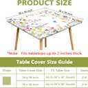 Spring Square Fitted Tablecloth with Elastic Edge Watercolor Floral Card Table Cover Waterproof Outdoor Table Cloth for Patio Kitchen Party Decor Fits for 36" x 36" Square Table