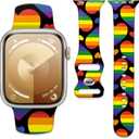 3 x Watch Band Compatible with Apple Watch 38mm 40mm 41mm 42mm Soft Silicone Wristbands Replacement Strap with Classic Clasp for iWatch Series SE 10 9 8 7 6 5 Utral for Women(Yellow love heart)