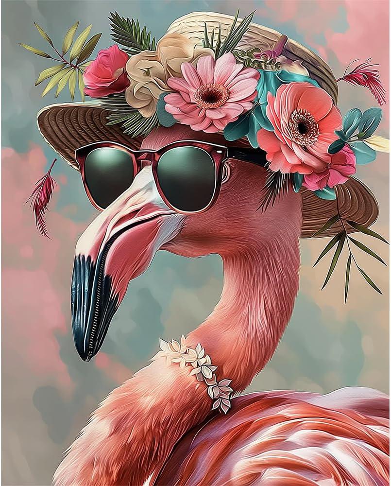 Natuyalo Paint by Numbers Kits for Adults Flamingo Paint by Number for Adults Beginner Animals Drawing Paintwork with 3 Paintbrushes Acrylic Canvas Painting 16x20 Inch (ART-07)