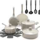 GreenLife 16pc Ceramic Nonstick Pots & Pans Cookware Set, Beige Taupe, 16 Piece Cookware Set