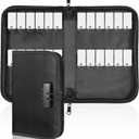 Uniclife Zippered Key Case, Waterproof and Fireproof Key Organizer with Combination Lock and 24 Key Tags, Portable Key Holder Bag for Landlords, Real Estate Sales, Hotels and Offices