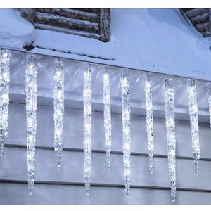 Minetom Icicle Lights Outdoor with Clips, 20ft 100 LED 20 Tubes Twinkling White Christmas String Lights, Connectable Waterproof Hanging Icicle String Light Plug in for Eave Holiday Outdoor