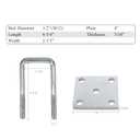 2PCs Square U-Bolt Kit for Boat Trailer Axle Leaf Springs, Trailer Leaf Spring U Bolts, for 2x2 Axle, 4-3/4" Long, 2 Pack