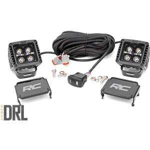 Rough Country 2" Black Series Square LED Cube Lights | Amber DRL - 70903BLKDRLA