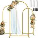 Hemmotop Metal Arch Backdrop Stand Set of 3, 6FT, 5FT, 4FT Party Arch Stands for Wedding, Birthday, Baby Shower, Bridal Shower - Balloon Arched Frame for Garden Decor, Gold Floral Arches, 3 Pieces