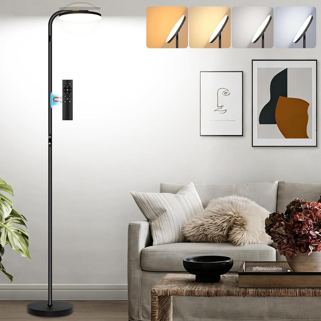 Floor Lamps for Living Room, 36W/2600LM Super Bright LED Floor Lamp with Remote and Touch Control, Stepless Dimmable 69" Tall Standing Lamp with 350 Rotating Head for Bedroom Office