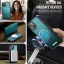 Wallet Case for iPhone 13 Compatible with Magsafe, 2-in-1 PU Leather Flip RFID Blocking Card Holder Stand Shockproof Magnetic Detachable Cover for iPhone 13 Case 6.1", Bluegreen