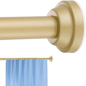 Shower Curtain Rod Adjustable Gold Spring Tension Stainless Steel Telescoping Rod No Drilling Rods for Bathroom Closet Windows No Drilling No Slip No Rust 30 to 64 Inch