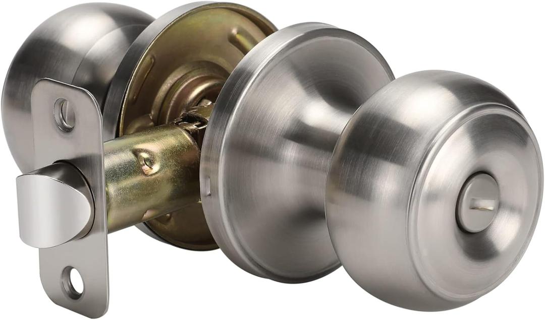 Goldenwarm Door Knobs Interior Brushed Nickel, Bedroom Door Knobs, Silver Door Knob Privacy, Nickel Finish Door Knob Interior, Silver DoorKnobs Bulk(1 Pack, Brushed Nickel)