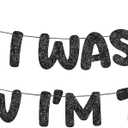 Fulmoon Pre Strung I Was 6 Now I'm 7 Glitter Banner Funny Six Seven Theme Birthday Banner No DIY 7th Sign Happy 7th Birthday Decorations, Party Supplies, Favors, Ideas and Gifts (Black)