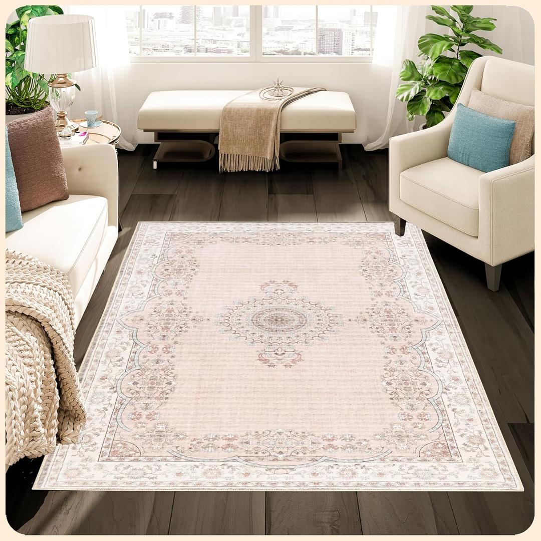 Istana Bedroom Rugs 3x5 - Beige Area Rugs - Kid & Pet Friendly Rugs 3x5 Non Slip - Non Shedding Area Rugs Bedroom - Eco-Friendly Easy to Clean Foldable Non Slip Rug