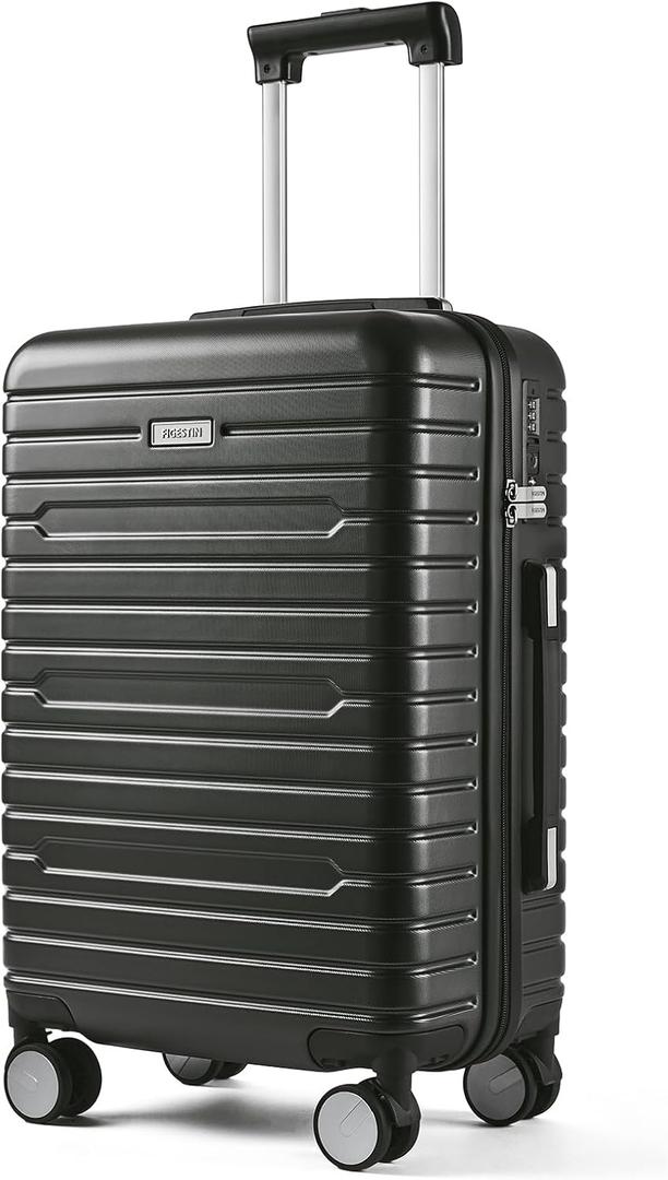 Carry on Luggage 22x14x9 Airline Approved with Spinner Wheels, Hardside Lightweight 20" Carry on Suitcase Airline Approved TSA Lock (Black)