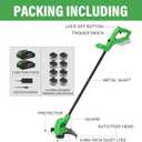 Cordless Weed Wacker 20V, 22.0Ah Battery Powered String Trimmer with Charger, 10-Inch Electric Grass Trimmer Edger for Yard and Garden, Green