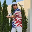 Golf Shirts for Men Funny Golf Polo Shirts Short Sleeve Polo Shirts Moisture Wicking Performance Golf Outfits (X-Large, American Flag-3)