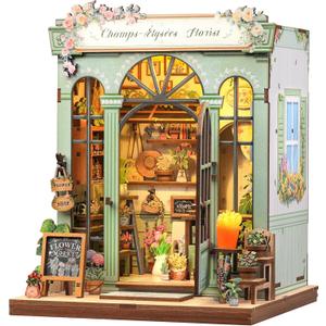 CUTEBEE Book Nook Kit - DIY Miniature House Dollhouse Kit for Adults and Teens, Booknook Tiny House Bookshelf Decor 3D Wooden Puzzle, Gifts for Family, Friends (Champs-lyses Florist)