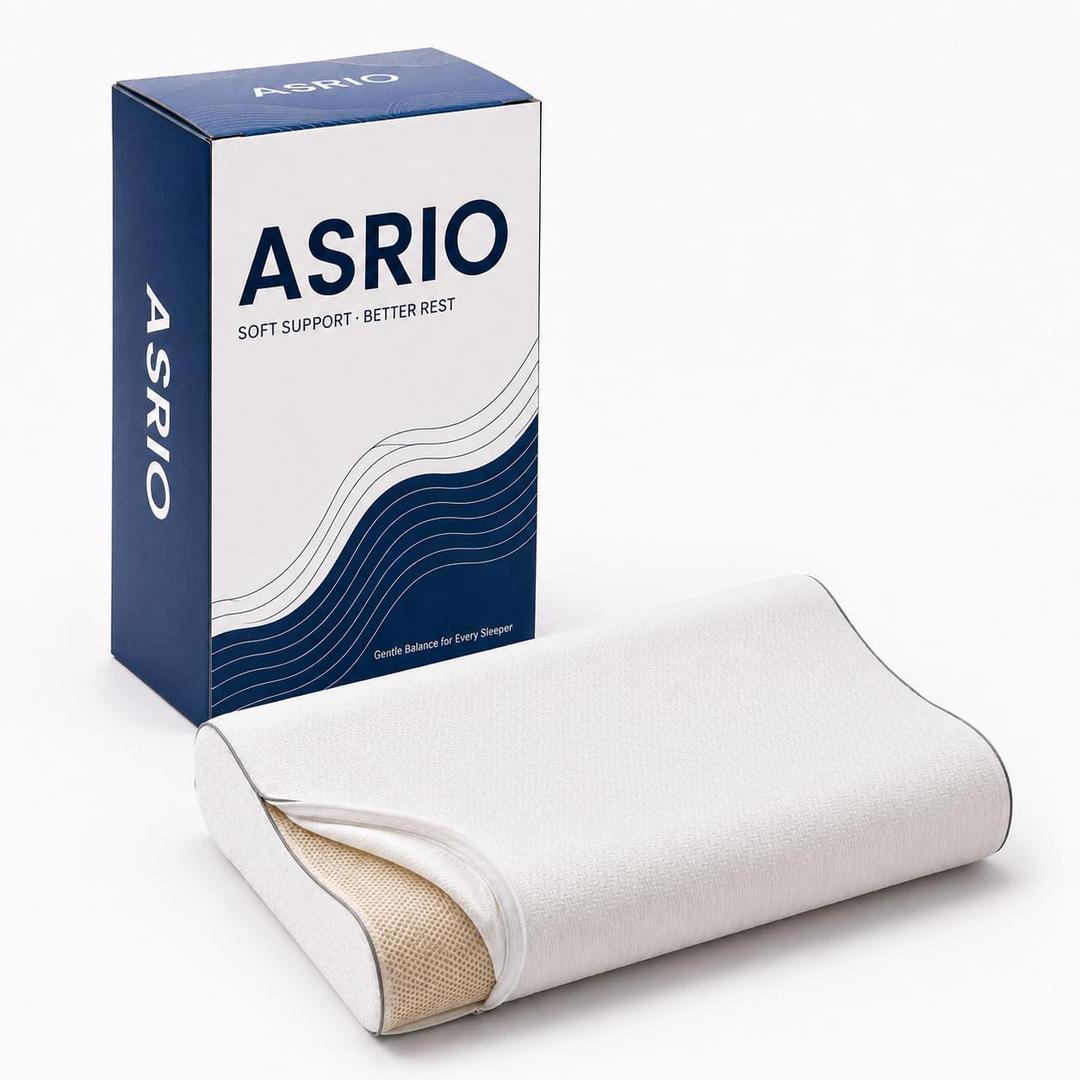 ASRIO Silicone Neck Support Pillow for Sleeping, Dual Height Cooling Ergonomic Contour Pillow, High Resilience Medium Firm Bed Pillow for Side and Back Sleepers, Washable, Standard Size