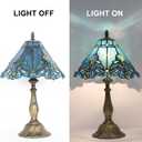 Tiffany Table Lamp,Blue Victorian lamp,12x12x19 Inche Stained Glass Lamp,Vintage Bedside Light.(Baroque)