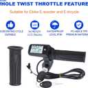 Full Twist Throttle, 8 Pin EBike Throttle 36V/48/60V Universal with 3 Speed Adjustment, LCD Speed Display, Key Switch, Electric Scooter Twist Grip for E-Bike, Motorcycle, One Size
