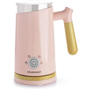 Starument Electric Automatic Milk Frother/ Foamer & Heater for Coffee, Latte, Cappuccino, Other Creamy Drinks - 4 Settings for Cold/ Airy Milk/ Dense Foam & Warm Milk - Easy to Use (Pink)