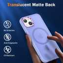 2 x WRJ Magnetic Case for iPhone 13,iPhone 14 Case with Screen Protector, Magnetic Translucent [Compatible with Magsafe] Slim Anti-Fingerprints Shockproof Protective Cover for Women Men-Light Purple