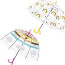 RONIARE 2 Pack Kids Clear Umbrellas for Rain Dome Bubble Umbrella Windproof for Toddler Boys Girls