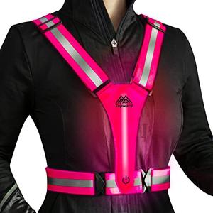Topward LED Reflective Vest Safety Gear, Light Up Vest for Night Walking Cycling, High Visibility Running Vest with Reflective Strips, USB Rechargeable with Adjustable Waist/Shoulder
