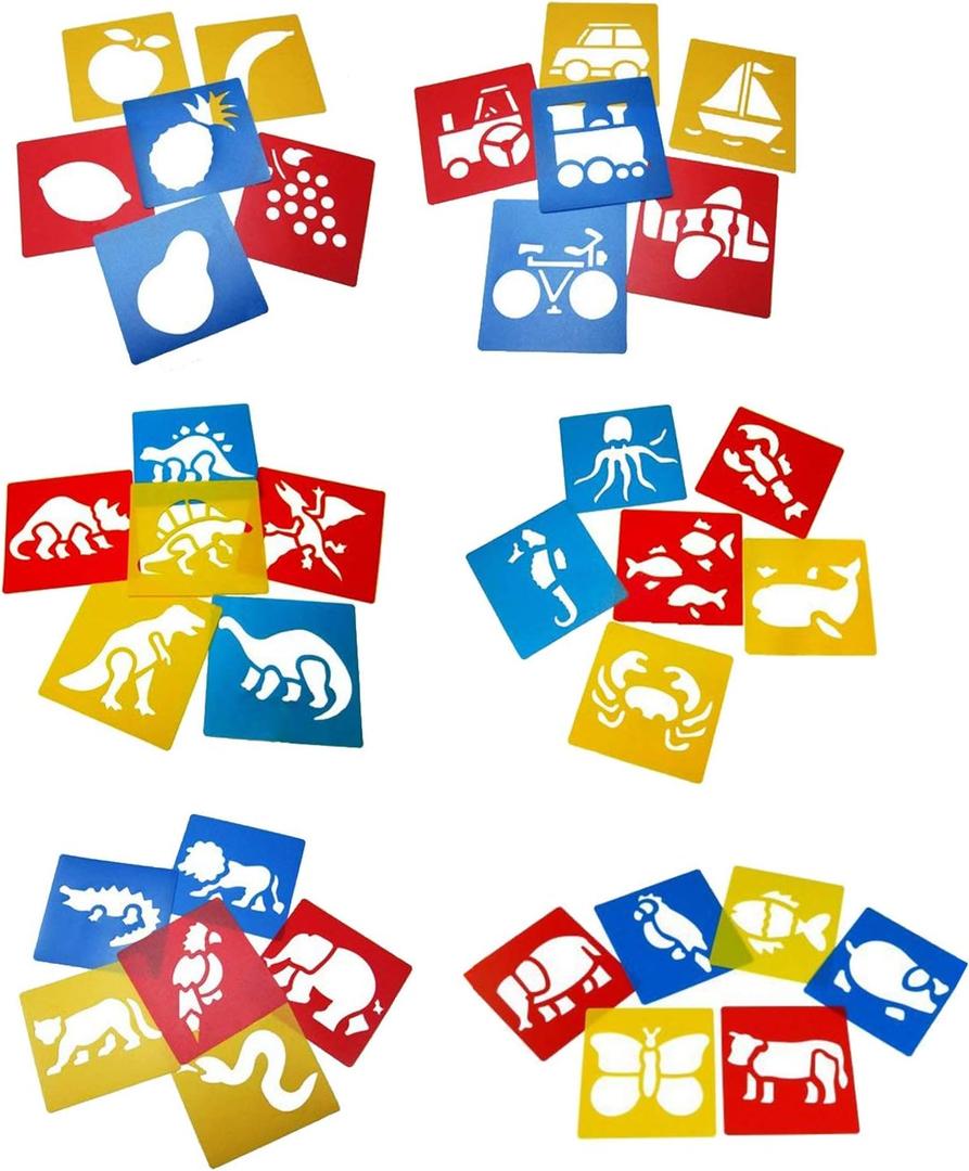 Lependor 36 Pieces Plastic Drawing Painting Stencil Templates - Washable Template - Random Colors (Style 1)