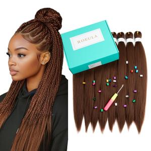 30# Pre Stretched Braiding Hair 20 Inch 8 Packs Long Auburn Brown Braiding Hair Pre Stretched Professional Prestretched Braiding Hair Synthetic Crochet Braids (30#, 20 Inch (pack of 8))
