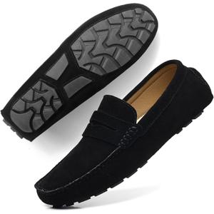 DCZTELG Men's Suede Penny Loafers - Slip-On Comfort Casual Shoes for Business & Driving