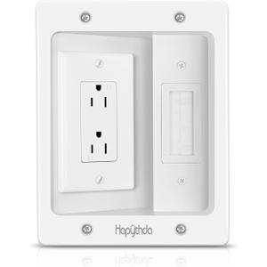 in Wall Cable Management Kit for TV, Recessed Outlet for Low Voltage Cables, TV Cable Hider Wall Kit, Cord Hider for Wall Mount TV, Wall Cable Management Box for Home & Office, White