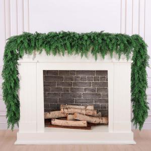 6 Ft Christmas Cedar Pine Garlands, Artificial Cedar Garland, Realistic Green Artificial Greenery Garland for Table, Mantle, Wall, Indoor, Outdoor Christmas Decorations (1, 6 FT)
