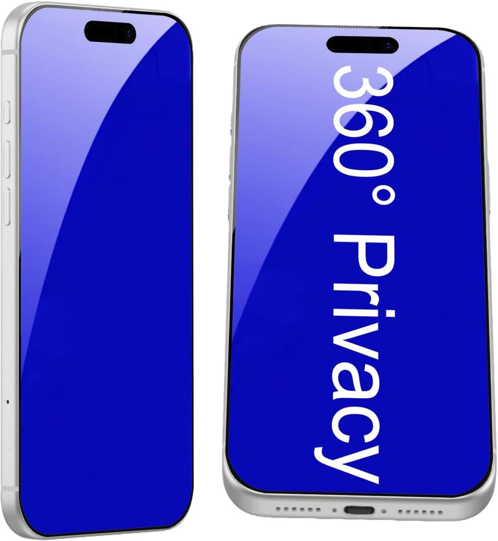 2 Pack for iPhone 17 Pro 360 Degree Privacy Screen Protector Anti spy Tempered Glass Anti blue Light Film 6.3 inch