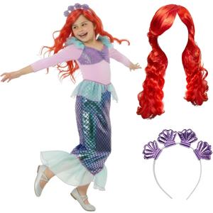 Morph Little Mermaid Costume For Girls, Little Mermaid Dress, Girls Halloween Costume, Halloween Costumes For Kids (Small)