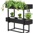 2 Tier Plant Stand,Indoor Outdoor Planter Stand,Carbon Steel Plant Shelf for Lawn, Patio, Balcony and Living Room,Black