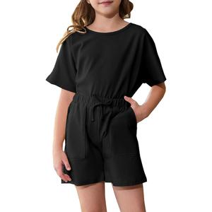  Willow Dance Girls 2 Piece Outfits Cotton Summer Short Sleeve T Shirt Tops and Drawstring Shorts Clothing Sets 5-6Y