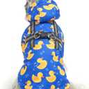 PUPTECK Dog Raincoat with Hood & Harness Built-in, Waterproof Dog Rain Jacket Slicker Poncho Reflective Vest Clothes for Rainy Snowy Winter Cold Days, M (Back 15", Chest 22.5", Neck 16"), Blue