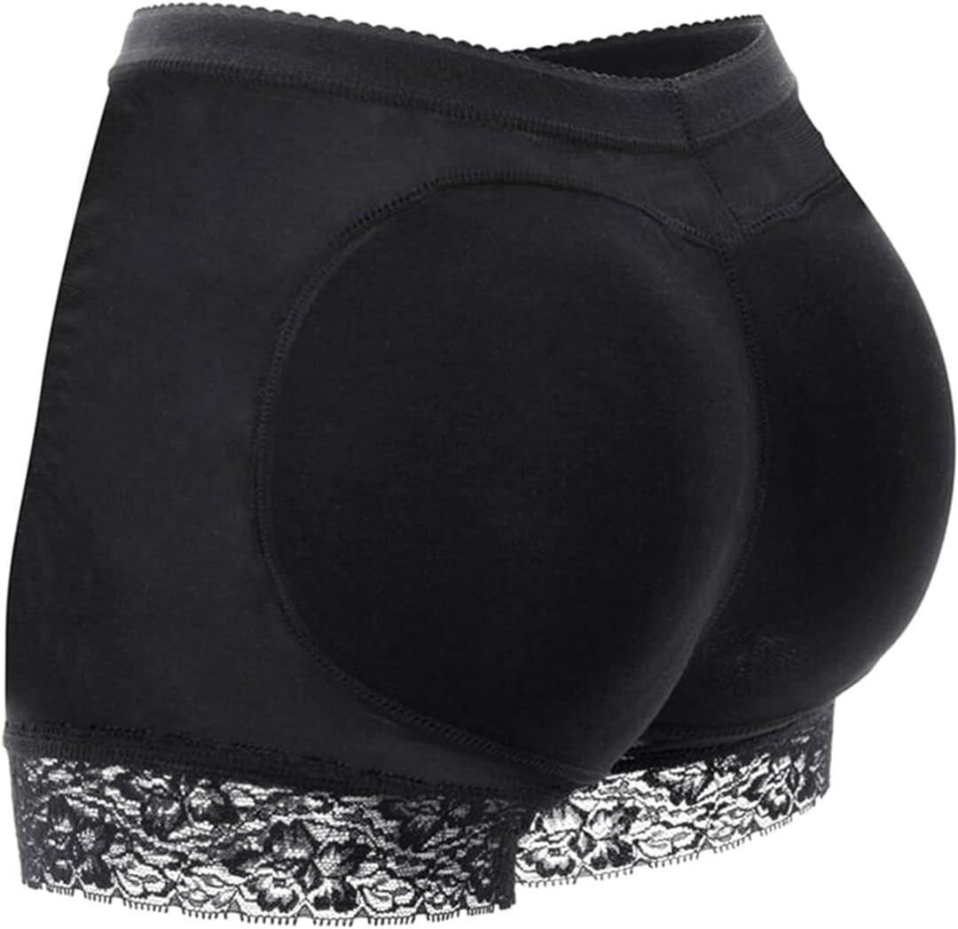Womens Fake Buttock Briefs Butt Lifter Padded Control Panties Hip Enhancer Underwear Shapewear Boyshort (Large, Black)