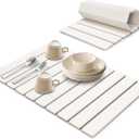Extra Large Stone Dish Drying Mats for Kitchen Counter, 28"(L)16"(W), Eco - Friendly Diatomaceous Stone Mats, Non - Slip Collapsible Absorbent Stone Dish Drying Mat for Multi - Purpose