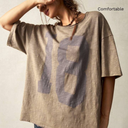 Bohemela Women Casual Solid Color Knit Round Neck Short Sleeve Loose Regular T-Shirt, SIZE S