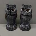 Hausse 2 Pack Fake Owl Decoy Bird Scarecrow Sculpture, Rotating Head Plastic Owl Bird Deterrents, Nature Enemy Horned Pest Repellent for Outdoor Garden Yard