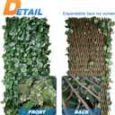 TANG 1PC Artificial Leaf Expandable Privacy Fence Screen, Faux Boxwood Stretchable Lattice Panels for Patio Backyard Balcony Screens Greenery Wall Decoration, Ivy Single Side