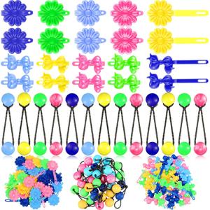 Giegxin 60 Pcs Self Hinge Hair Barrettes Ball Bubble Hair Accessories for Girls Set Plastic Girls Barrettes Clips Assorted Elastic Ponytail Holder Toddler Ball Ties (Lovely Style)